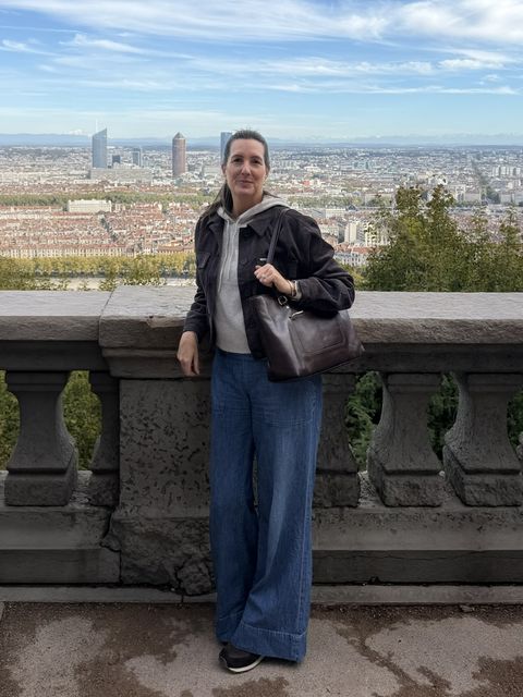 Gianna on a terrace overlooking Lyon